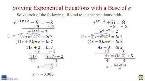 Solving Exponential Equations with a Base of e Guided Practice
