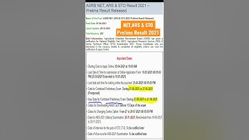 ASRB NET, ARS & STO Exam 2021| Prelims | Result Out | Agricultural Scientists Recruitment Board