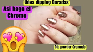 Uñas Cromadas Dippingtendencia Uñas 2024Dip Powder Cromadouñas Doradas Dippinguñas Efecto Espejo