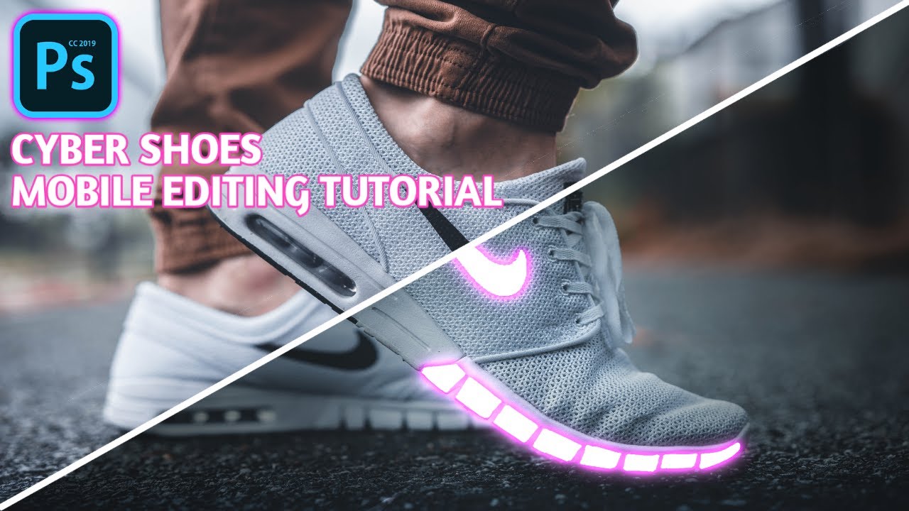 PsTouch : Neon Glowing Speakers Photo effect | Cyber Shoes Photo Editing.