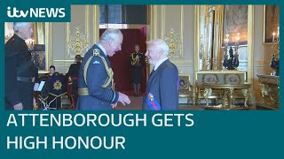 Sir David Attenborough collects high honour from Prince of Wales at Windsor Castle | ITV News