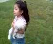 5 year old speaking spanglish with her doggie