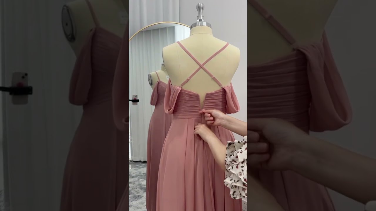 Dusty Rose Cold Shoulder Chiffon Bridesmaid Dresses Bridesmaiddresses Bridesmaids Gown