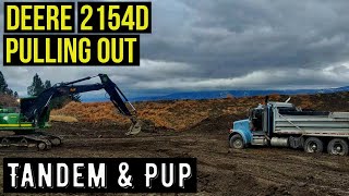 STUCK ON CLAY! DUMP TRUCK AND PUP PULLED OUT BY Deere 2154D // 4K