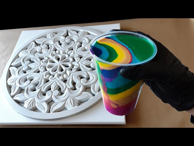 Relaxing Acrylic Pouring on Wood | Mandala & Catcher Canvas! Interesting results!