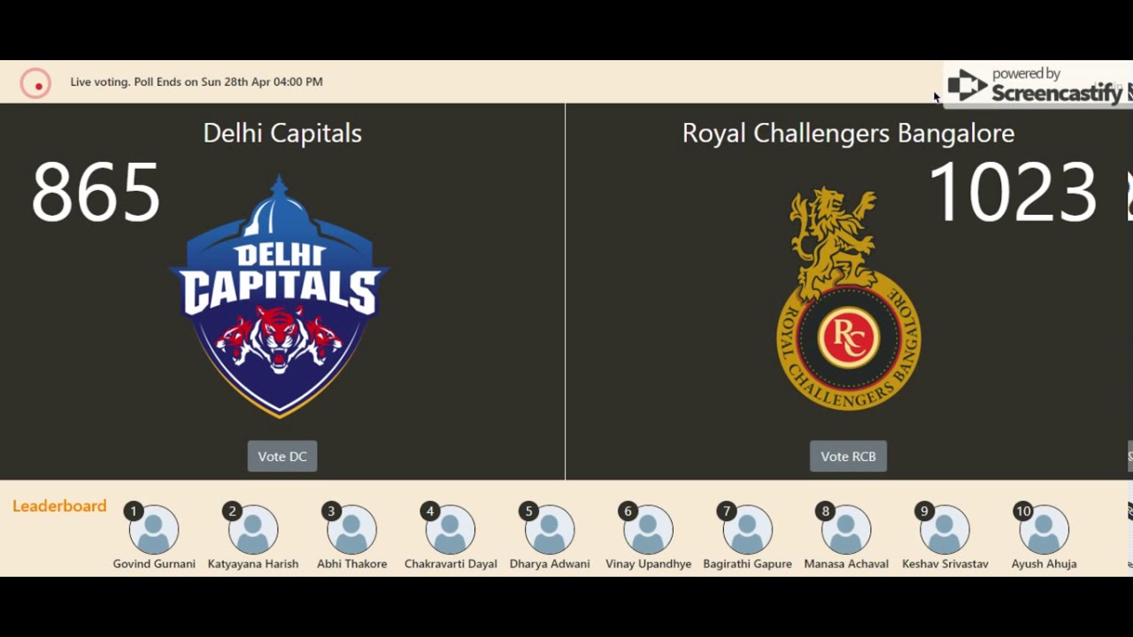 Live FanPolls | DCvsRCB | Sunday 28th April 4pm
