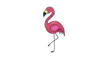 How to Draw a Cute Pink Flamingo - Easy Step by Step Tutorial for Beginners