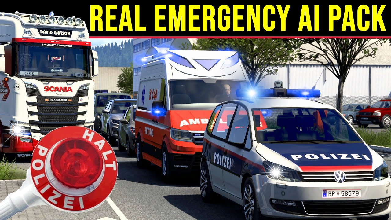 Трафик етс 1.49. Euro Truck Simulator 2 трафик полиции real Emergency ai Pack v1.4 1 46.