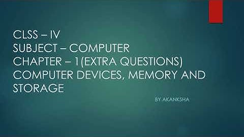 Class 4, Computer, Chapter 1, Extra Questions by Akanksha