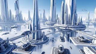 Life in 2700 🌍 White-Blue Futuristic Cities, Flying Cars & Eco Utopia | 1 Hour Ambient Sci-Fi (4K)