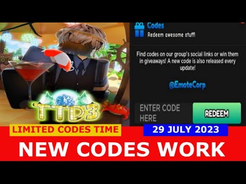 TTD3 UPDATE CODES [POKI  +22] FREE TOKEN IN CODES! TTD 3 ROBLOX