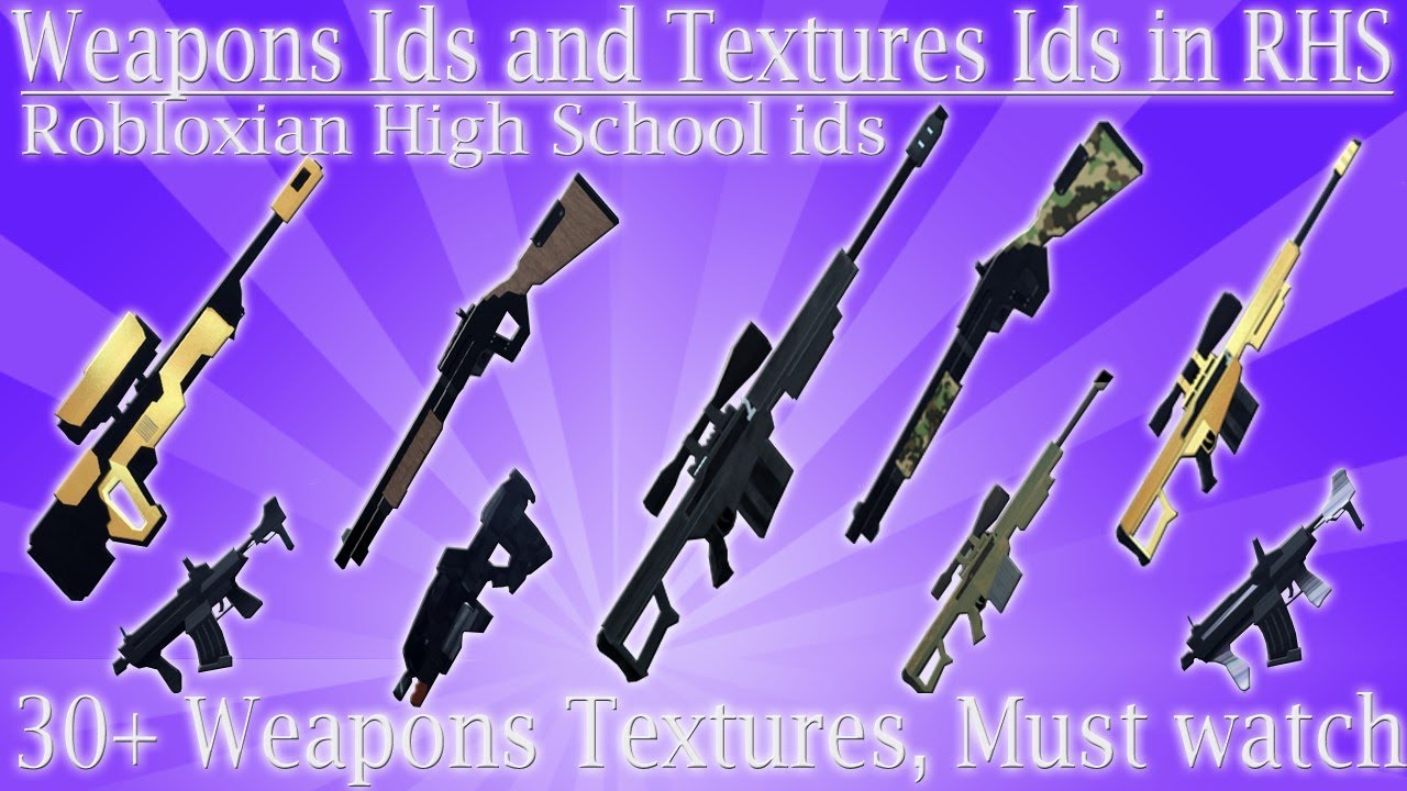 Weapons Ids And Textures Ids In Robloxian High School 30 Textures No Gamepass Needed Youtube - id for a gun in roblox