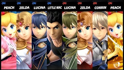 Peach and Zelda and Lucina and Little Mac VS Lucina and Zelda and Corrin and Peach Smash Ultimate