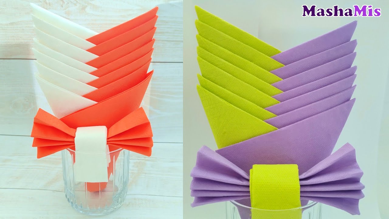 Как красиво СЛОЖИТЬ САЛФЕТКИ в стакан