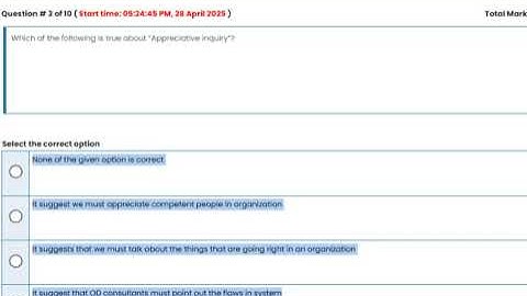 MGMT628 - Organizational Development (alt. code=HRM628) (Quiz # 01)