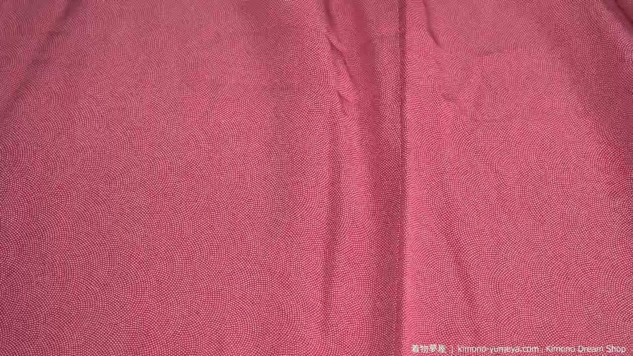 Vintage Silk Red & White Edo Komon Kimono - Traditional Japanese Seigaiha Waves Made Out of Dots