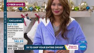 Soft   Cozy Hooded Button Front Robe with Pockets screenshot 5