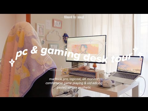 𝙙𝙚𝙨𝙠 𝙩𝙤𝙪𝙧 🎮 オタクのゲーミング&PCデスクツアー┊Nintendo Switch/ps5/動画編集を快適に,logicool,4Kモニター,macbook,IKEA,3COINS (ENG