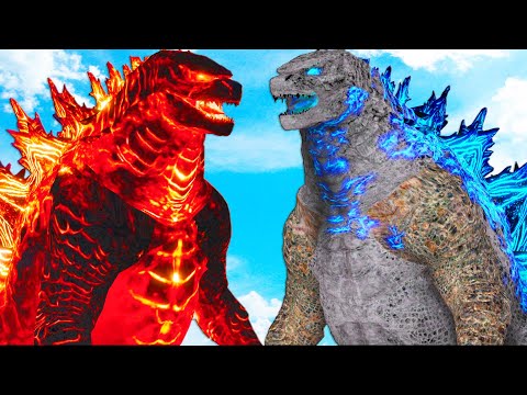GODZILLA FIRE vs GODZILLA ICE - Monster Battle