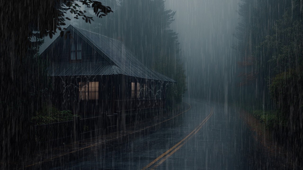 Fall Asleep Within 5 Minutes with Heavy Rain and Wind on an Roof in The Forest for Anxiety Relief