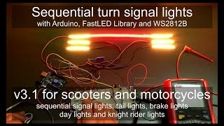 Sequential turn signal lights v3.1 for scooters and motorcycles - Arduino, FastLED and WS2812B