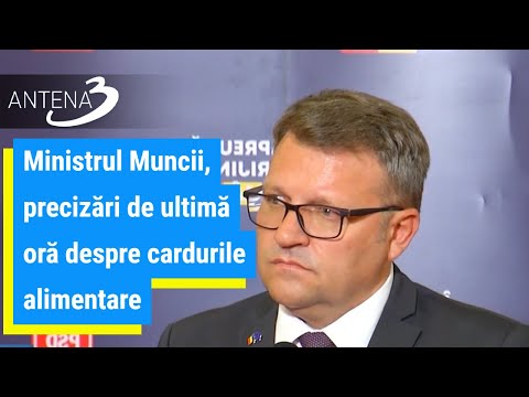 Ministrul Muncii, precizări de ultimă oră despre cardurile alimentare