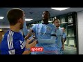 Yaya toure hits eden hazard in the manchester city tunnel