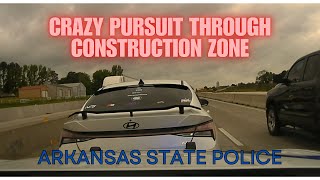 Dangerous high speed PURSUIT in construction zone  Hyundai Elantra flees from Arkansas State Police