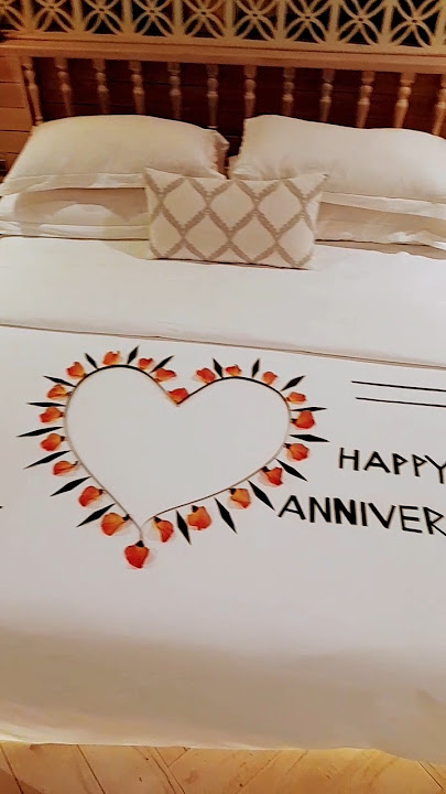 happy anniversary bed decorations ideas #song #anniversary #bedroomdecoration #shortsvideo #hotel