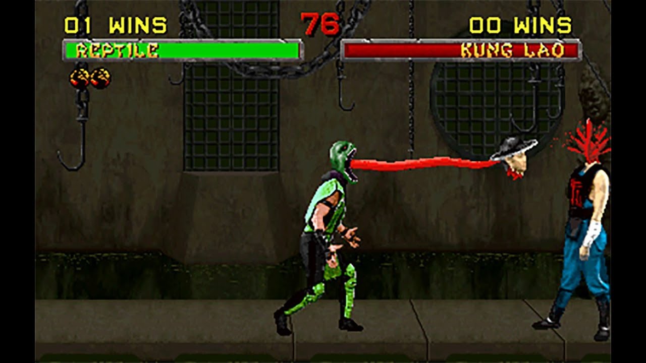 Mortal Kombat II Moves - Reptile - Tongue Fatality - YouTube