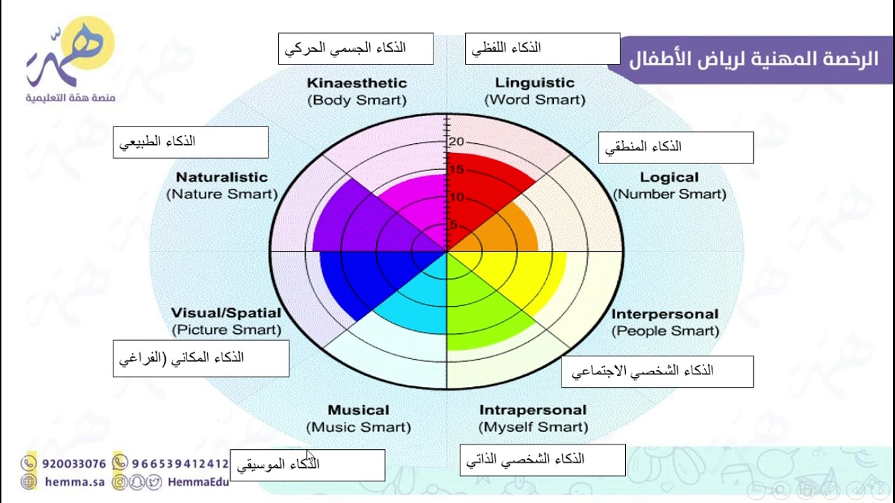 الرخصة المهنية رياض اطفال , أنواع الذكاء