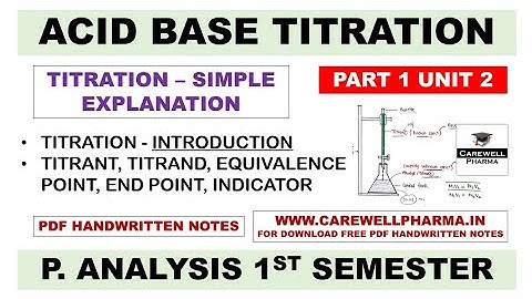 Acid Base Titration | Titration | Introduction | Part 1 Unit 2 | Pharmaceutical Analysis 1 Semester