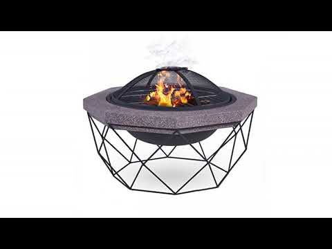 Livivo Diamond Stand Fire Pit Brazier With Mesh Spark Guard Bbq