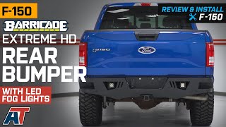 20152020 F150 Barricade Extreme HD Rear Bumper with LED Fog Lights; Factory Hitch Review & Install