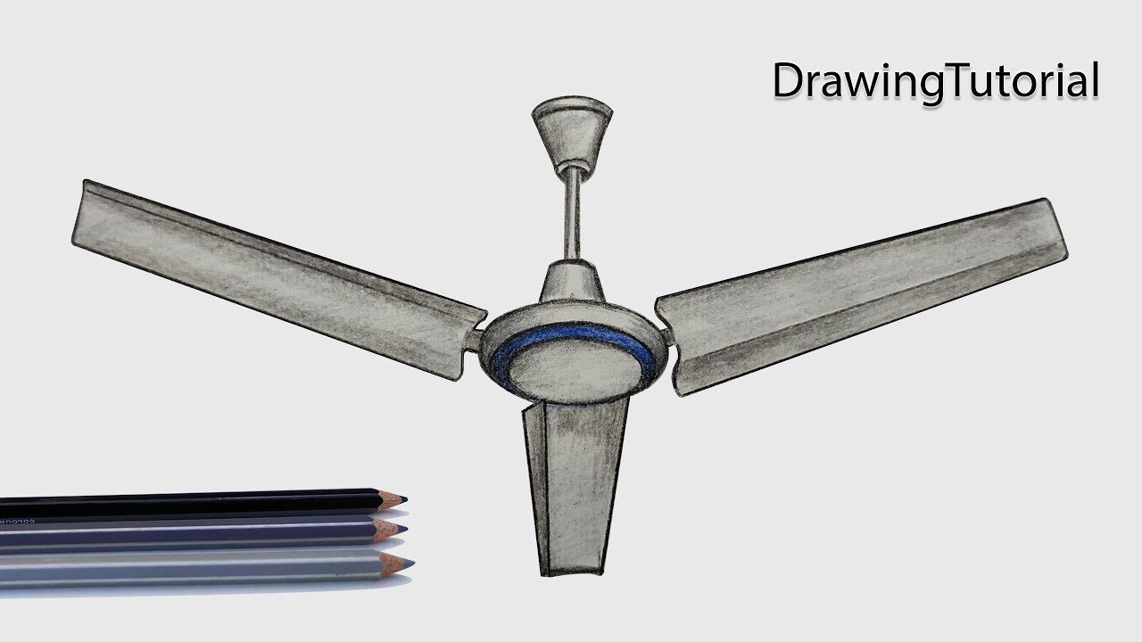 How To Draw Ceiling Fan Step By