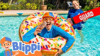 blippi learns pool safety rules educational summer videos for kids