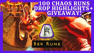 Diablo 2 Resurrected - 100 Chaos Runs Drop Highlights (BER GIVEAWAY!)