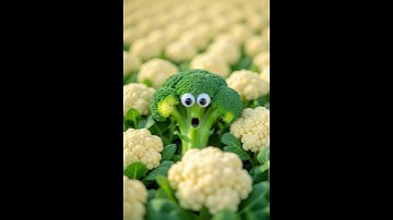 Broccoli playing with Colifolwers #ai #shorts #satisfying #aistatus #food