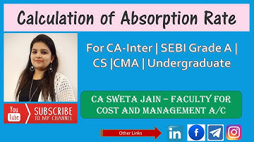 Calculation of Absorption Rate | By CA Sweta Jain | CA Inter | CS | B.com | BBA | CMA