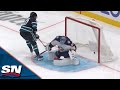 Sharks&#39; Anthony Duclair Flies In To Net His 10th Goal Of Season After Losing Control Of Puck