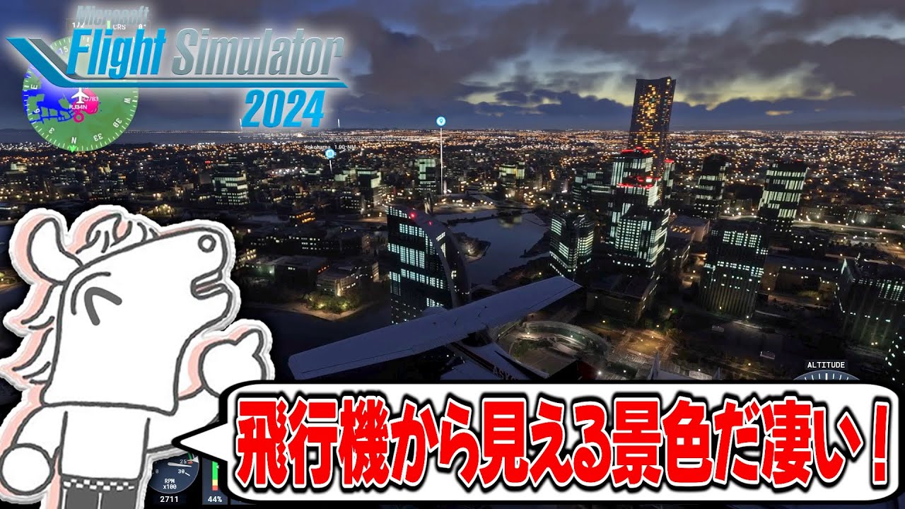 フライトシミュレーターのリアル過ぎる夜景に感動するバトラ【2025/12/23】