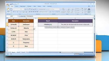 YIELD function in Excel :Tutorial