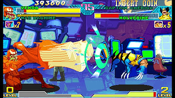 Marvel vs Capcom 1 ( Arcade ) - Gold War Machine / Red Venom Playthrough ( June 9, 2019 )