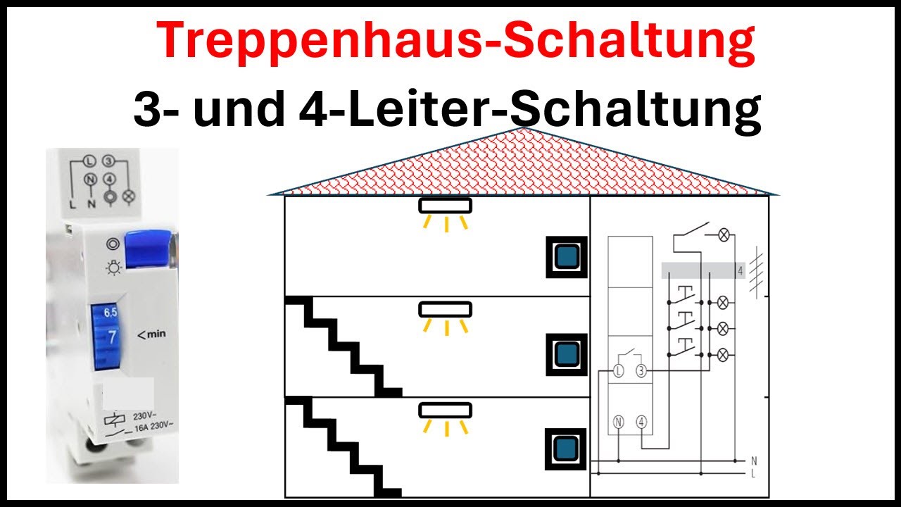 Treppenhausschaltung mit automatischer Abschaltung / 3-Leiter und 4