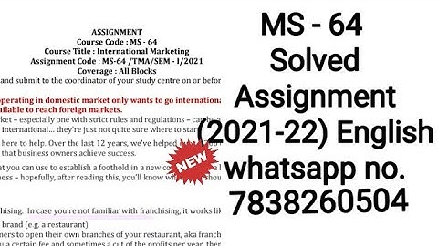 MS 64 Solved Assignment 2021 22 /English/