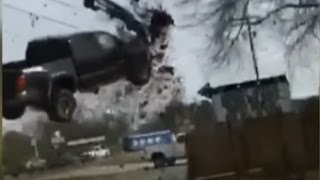 Truck goes airborne during police chase
