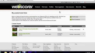 Uploading a start list to Webscorer.com for school Cross Country carnivals