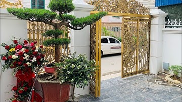 Cổng nhôm đúc âm sàn 4 cánh tự động