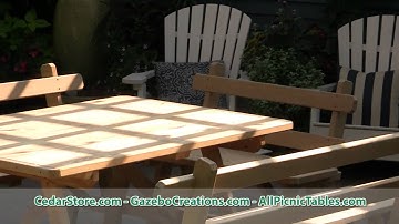 Treated Pine Wide Picnic Table with 4 Backed Benches from CedarStore.com