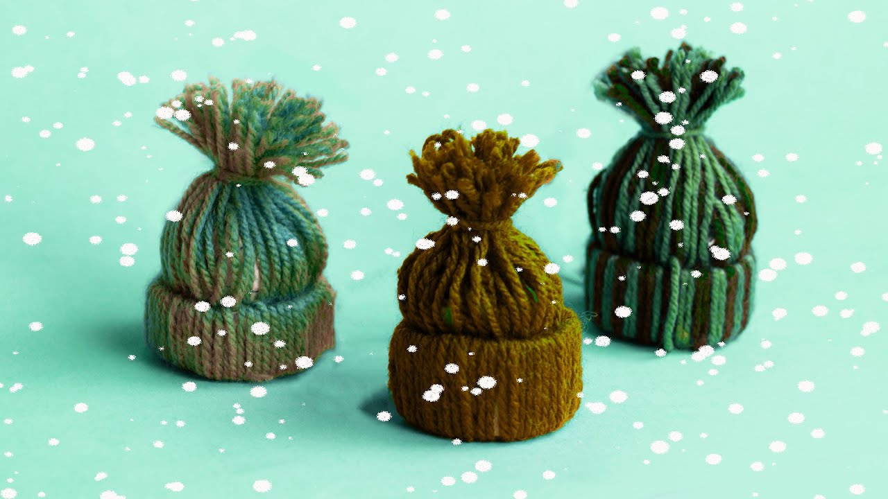 Christmas Ornaments How to make Mini Yarn Hats All Steps DIY